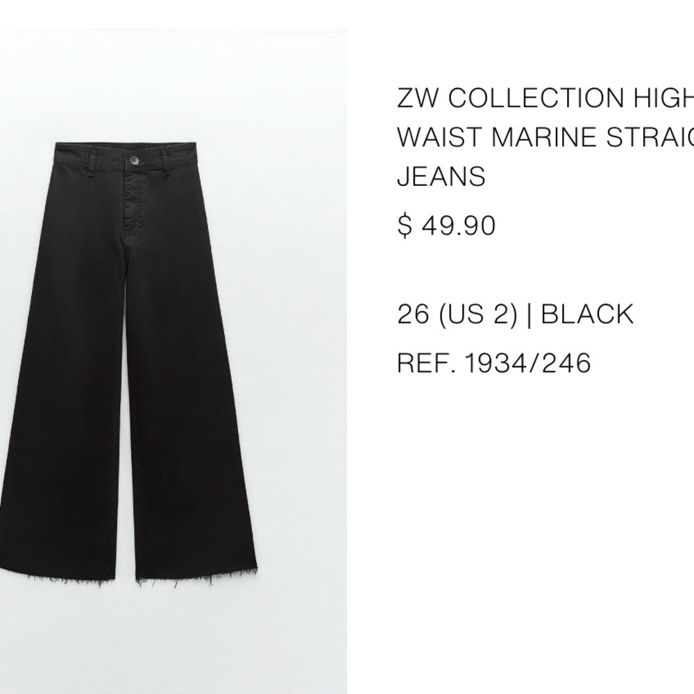 Zara Black High Waist Wide Leg Jeans